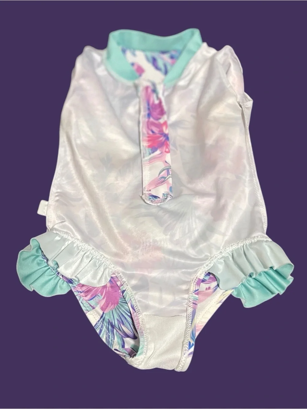 Kryssi Kouture Tropical Ruffle Rash Guard Swimsuit 12-24M